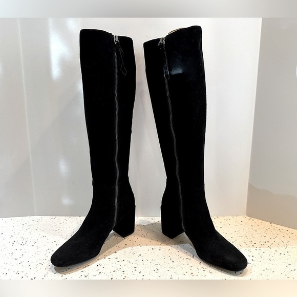 Splendid Black Suede‎ Leather Knee High Tall Boots - Picture 5 of 14